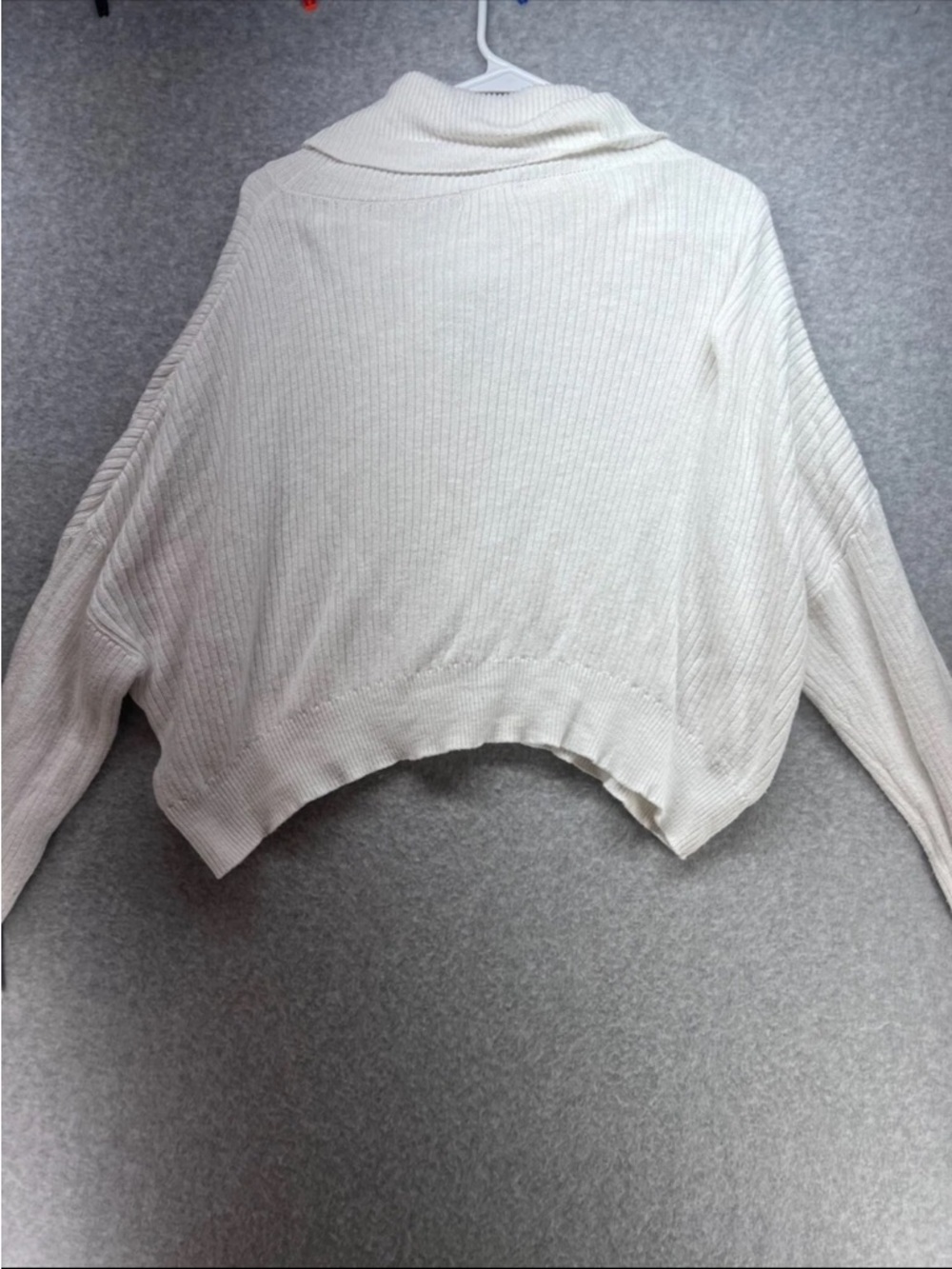 TCEC Cream Ribbed Cropped Cowl Neck Sweater